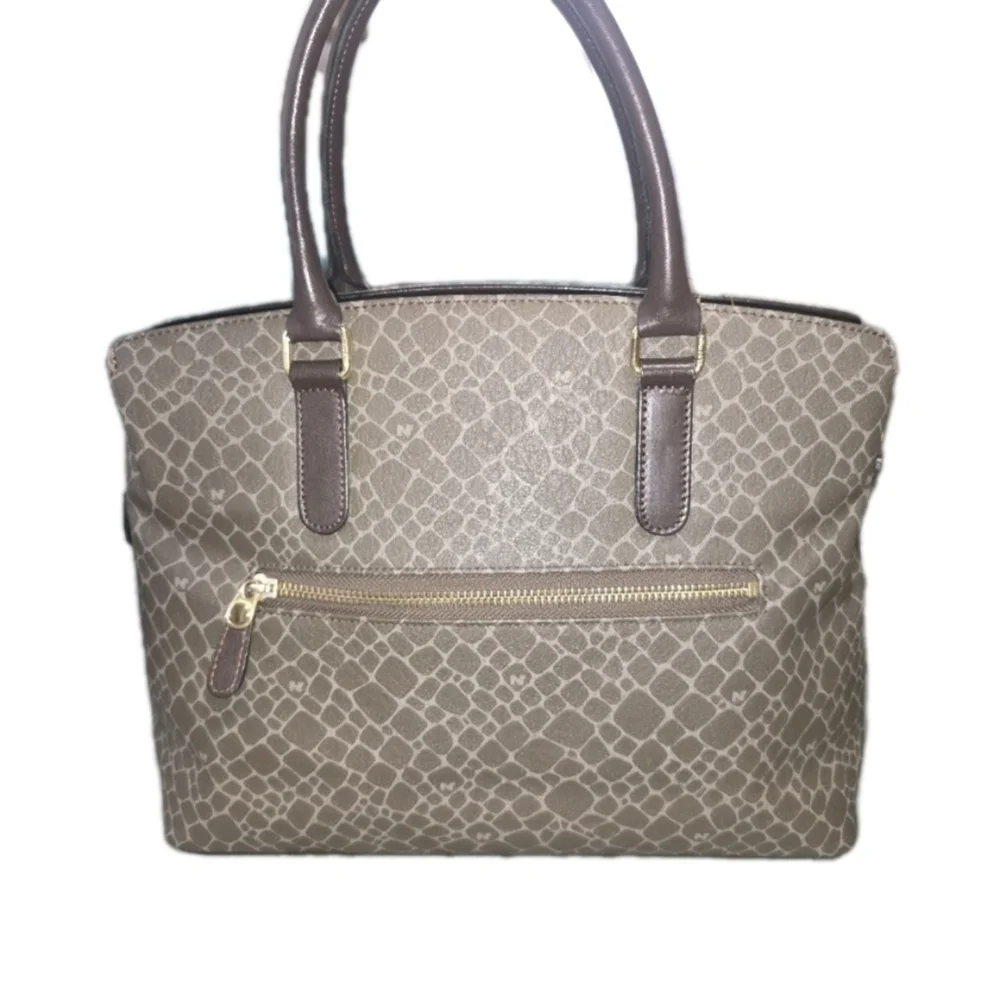 Classic Nina Ricci Brown Patterned Tote Bag